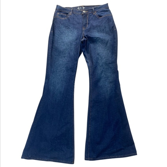 Blue Wide Leg Flare Jeans 70s Inspired Size 8 - Picture 1 of 10